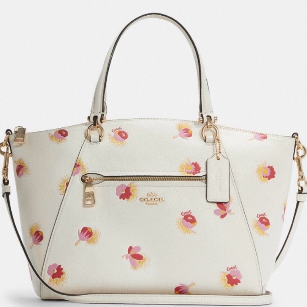 Coach White Bag with Pink Floral Pattern